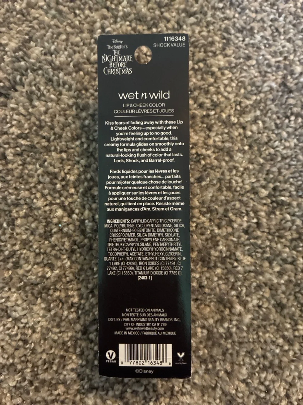 Wet N Wild x The Nightmare Before Christmas Lip & Cheek Color Shock Value